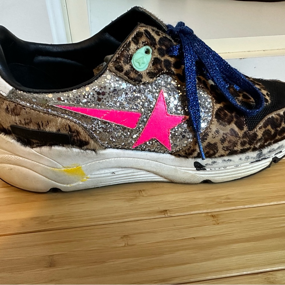 Golden Goose Running faux fur leopard trainers distressed #leopard #zebra #ggdb
